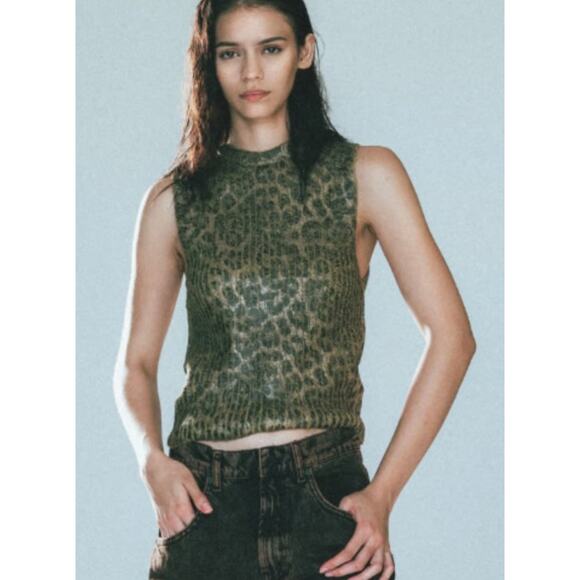 NWT Zara foil knit animal print top, $70 Sm - Picture 2 of 8